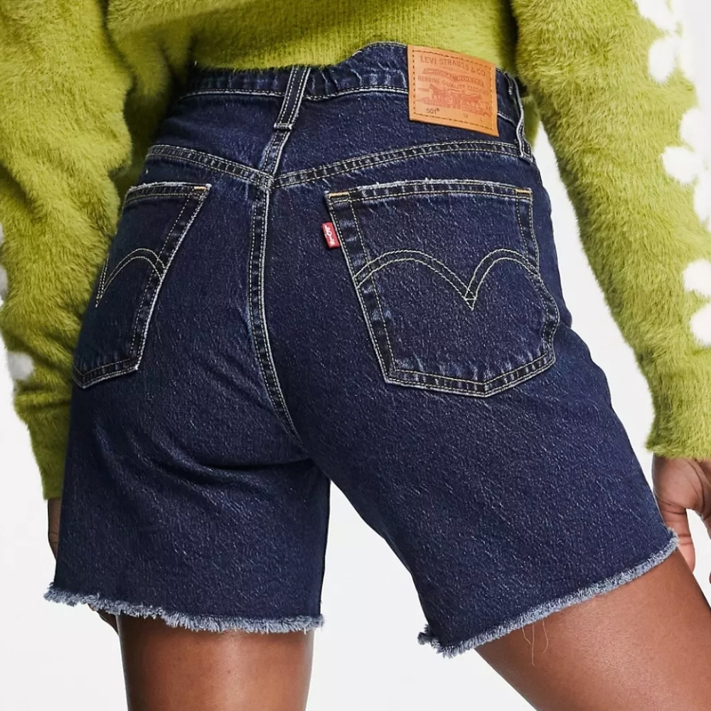 Levi's Premium 501 mid thigh denim shorts